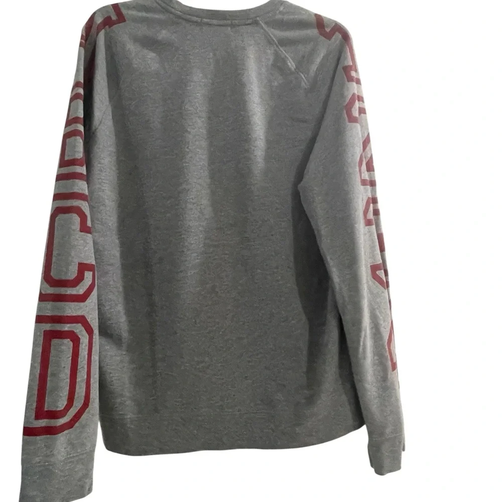 Topman Charcoal‎ Crewneck Sweatshirt with Burgundy Highlights Size Large